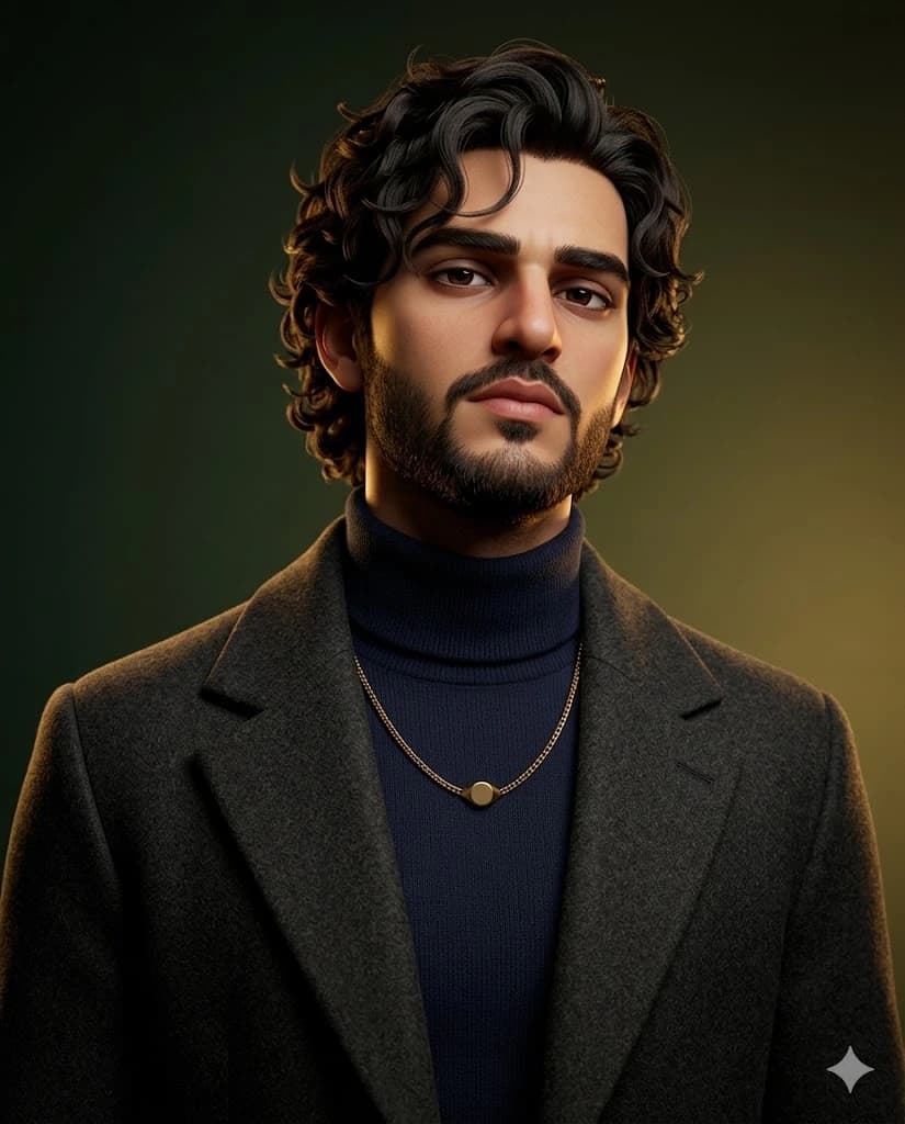 Stylized luxury 3D animated male character with premium editorial cinematic lighting