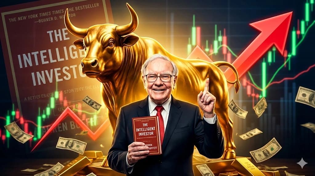 Warren Buffett investment YouTube thumbnail – bull market theme, 1280x720, generated with ImagineArt, Inc
