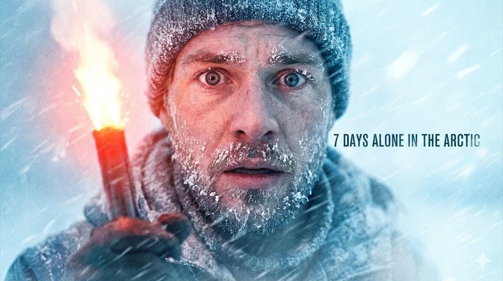 7 days alone in the Arctic YouTube thumbnail – survival in snowstorm, 1280x720, generated with ImagineArt, Inc